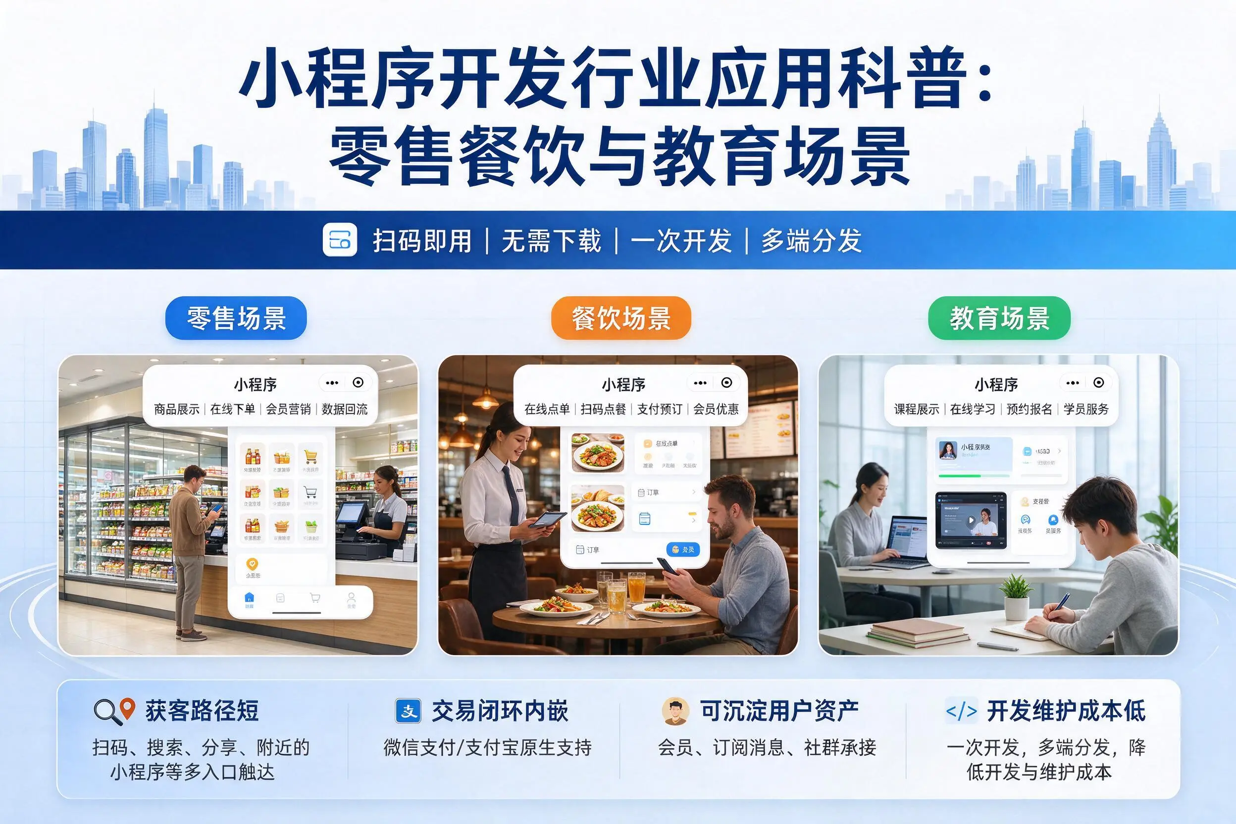 甘孜小程序开发行业应用科普:零售餐饮与教育场景