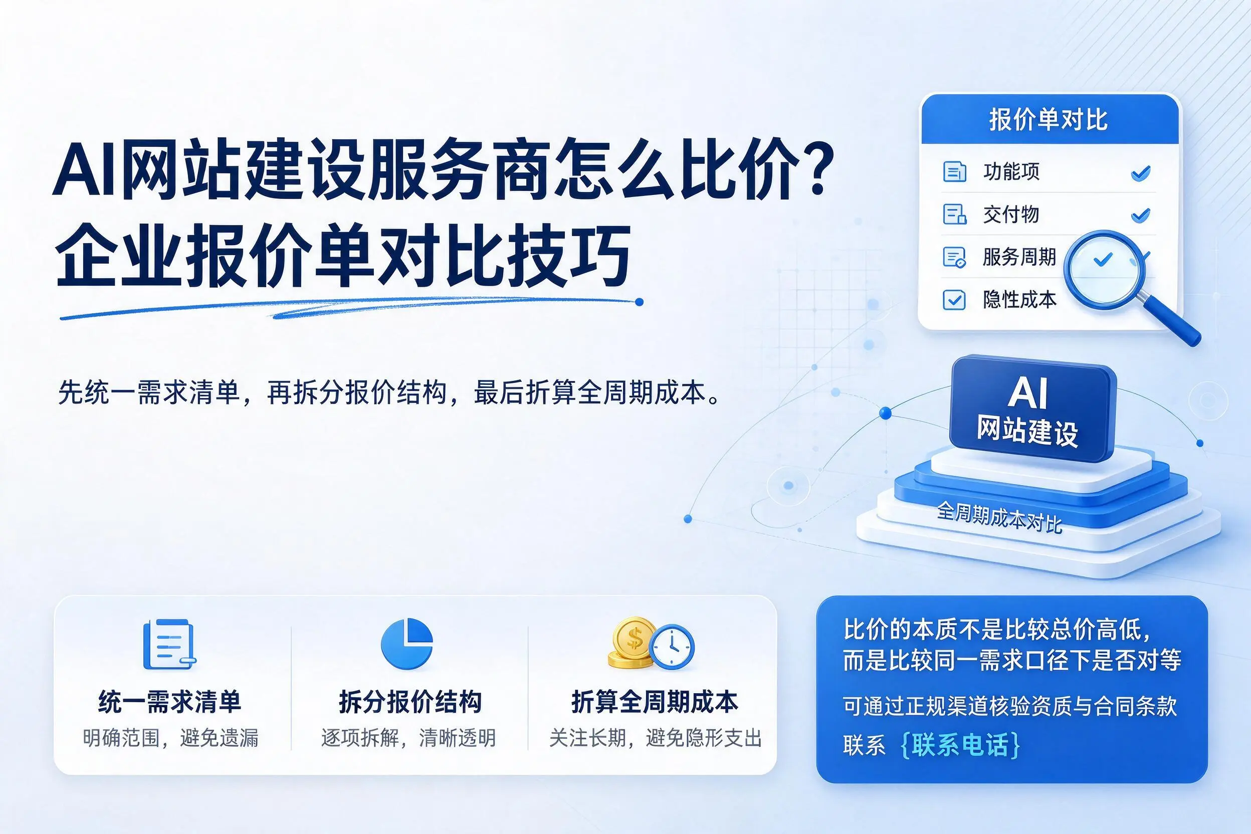 AI网站建设服务商怎么比价？甘孜企业报价单对比技巧