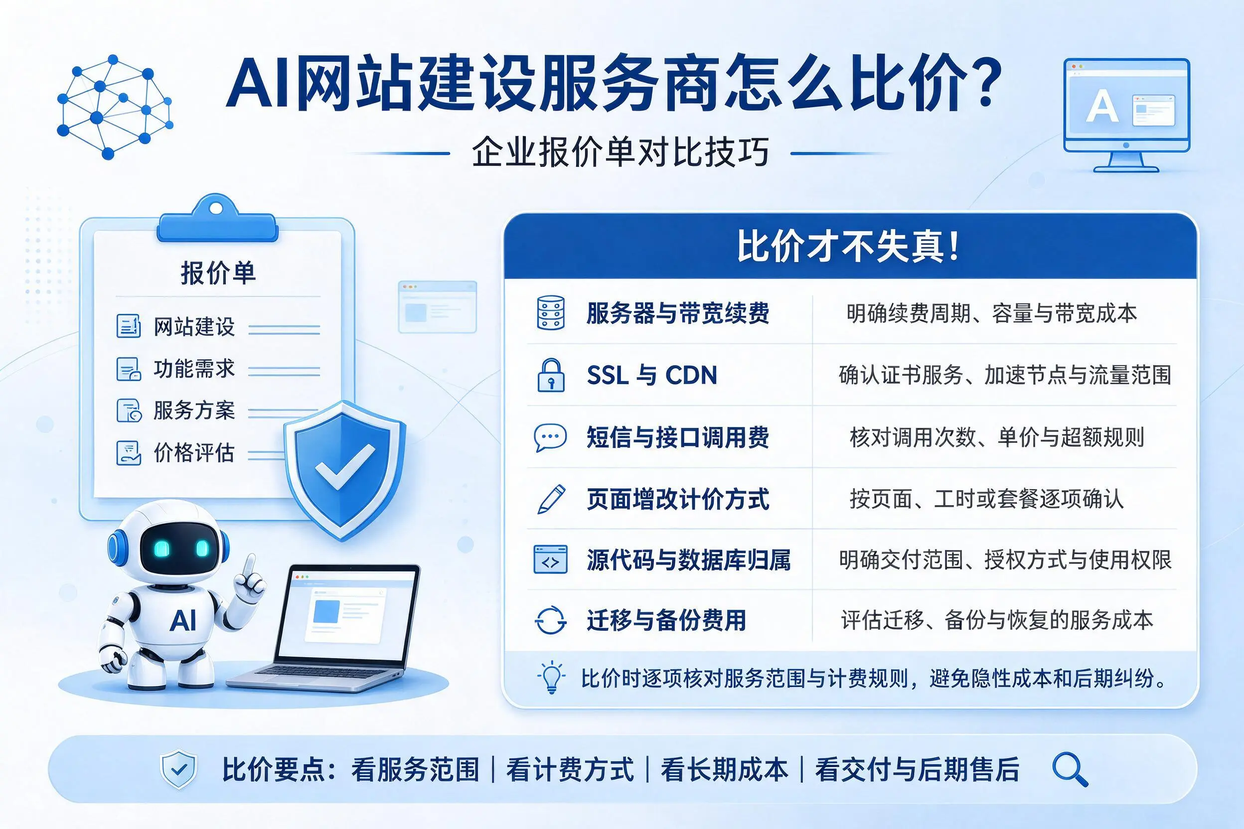 AI网站建设服务商怎么比价？甘孜企业报价单对比技巧