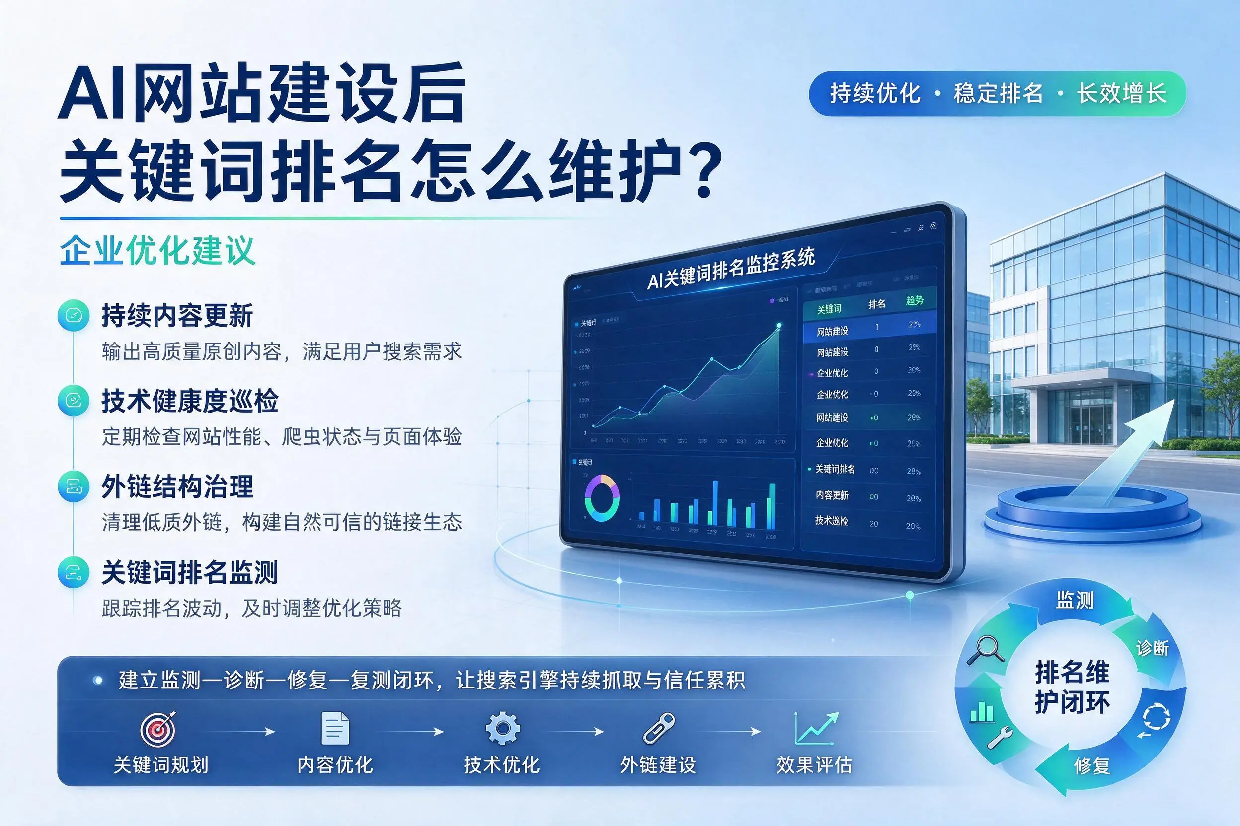 AI网站建设后关键词排名怎么维护？甘孜企业优化建议