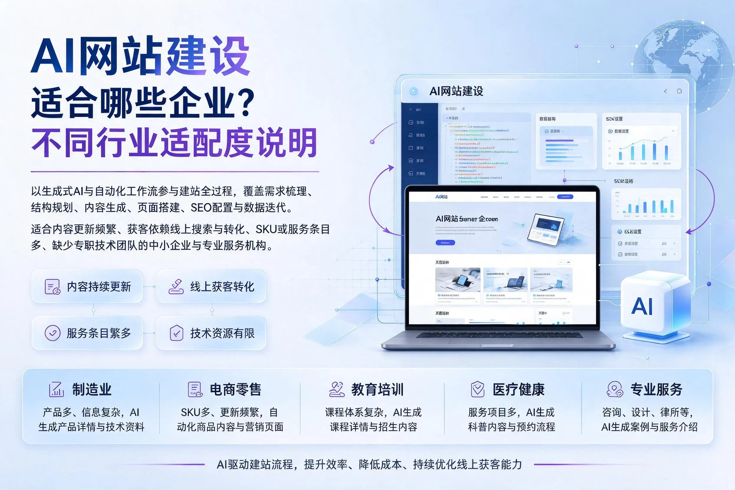 AI网站建设适合哪些企业?甘孜不同行业适配度说明